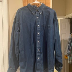 Lands End x Phillips Denim Casual Button Down Blue Long Sleeve Shirt